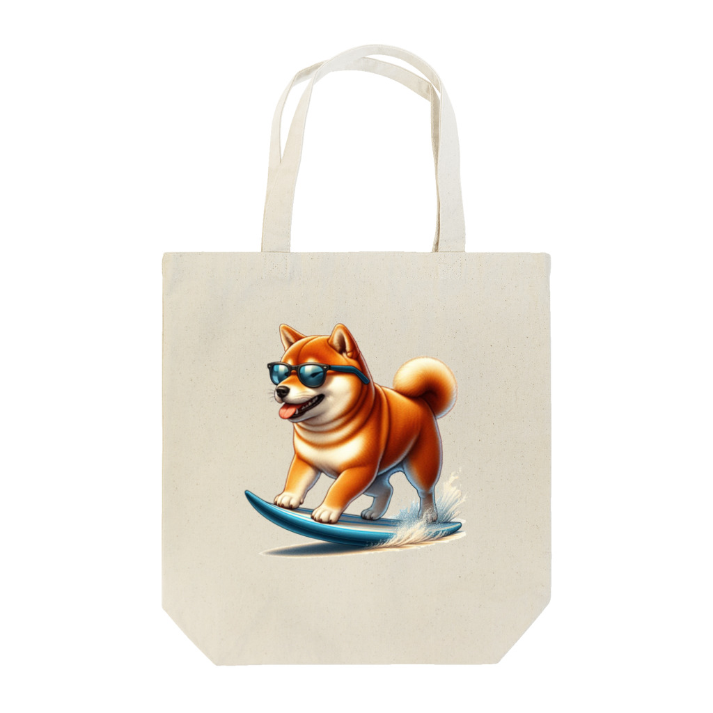 柴犬に囲まれたいのサーフィンするかわいい柴犬の子犬 Tote Bag