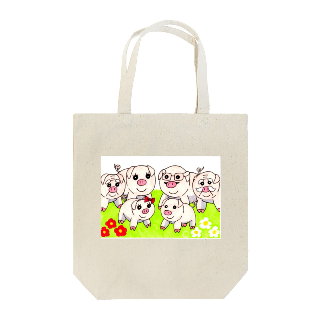 アートの輪の豚の家族 Tote Bag