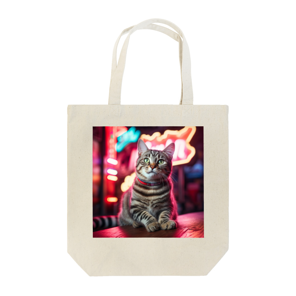 ネオンストリートANIMALのアメリカンショートヘア#3【ネオンストリートcat】 Tote Bag