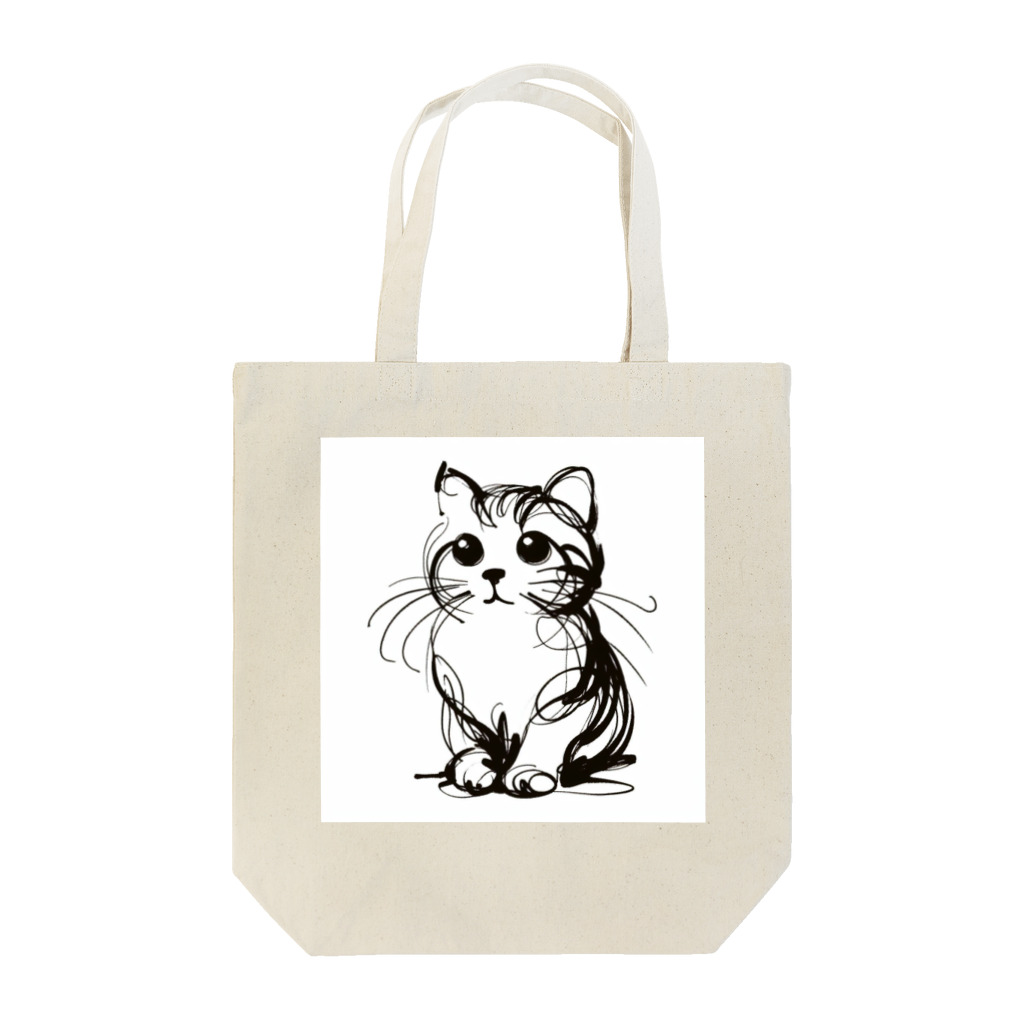 catsの一筆書きで描かれたかわいい猫のイラスト Tote Bag
