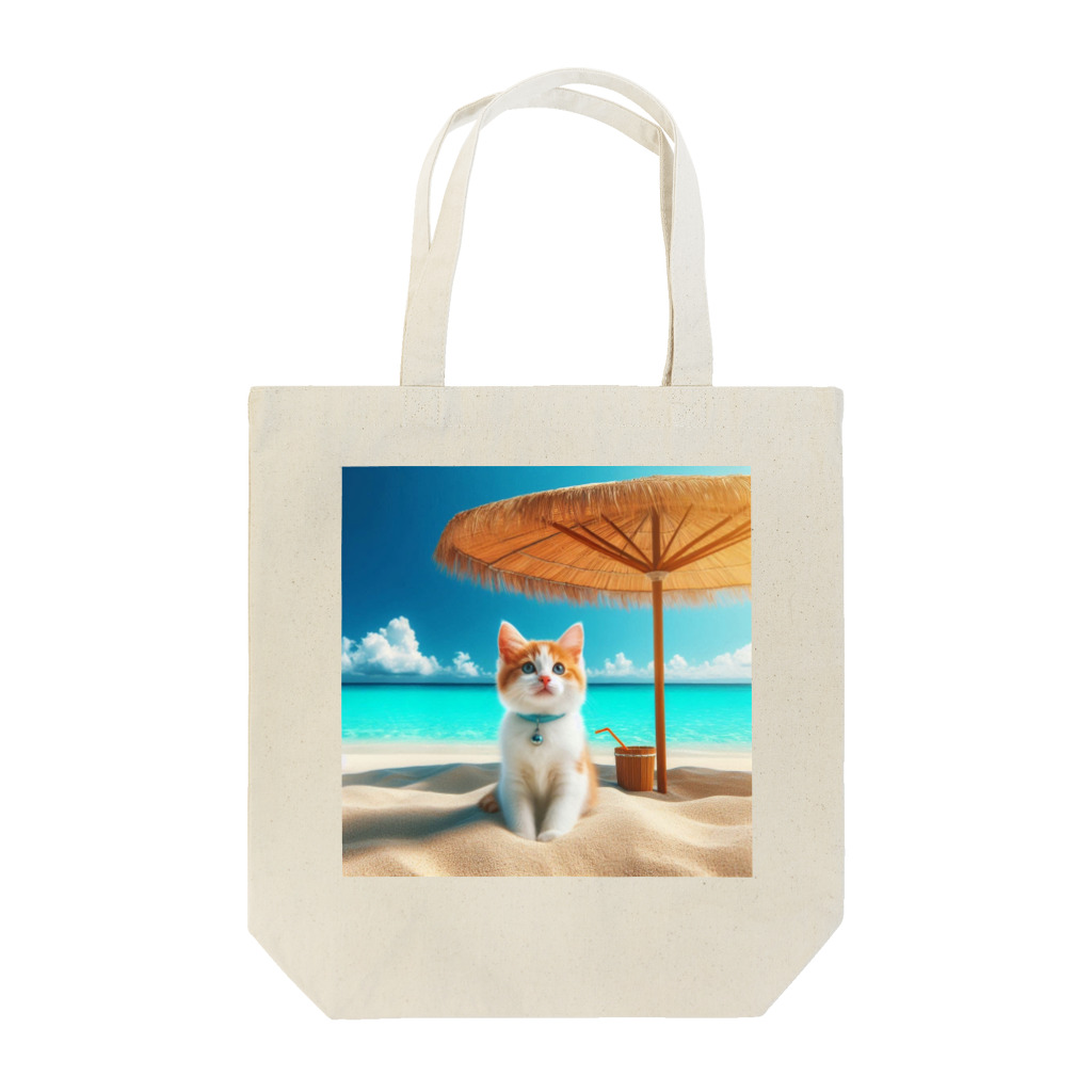 猫と紡ぐ物語の南国の海で一時のバカンスを楽しむ Tote Bag