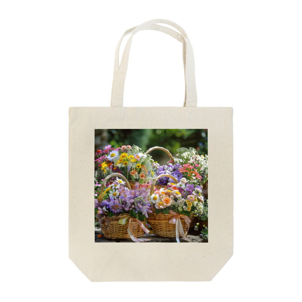 AQUAMETAVERSEの華やかな花が入った花かご　なでしこ1478 Tote Bag