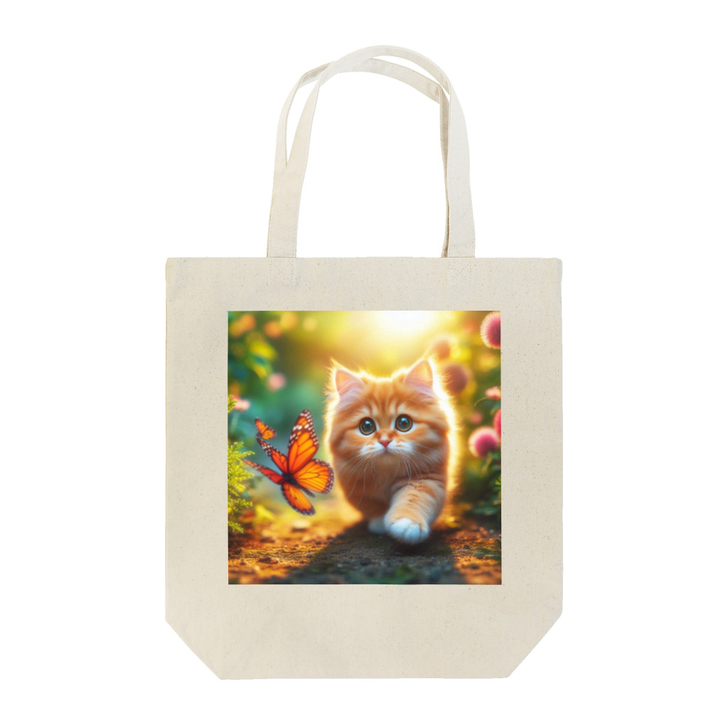 yellow roseの猫のお散歩 Tote Bag