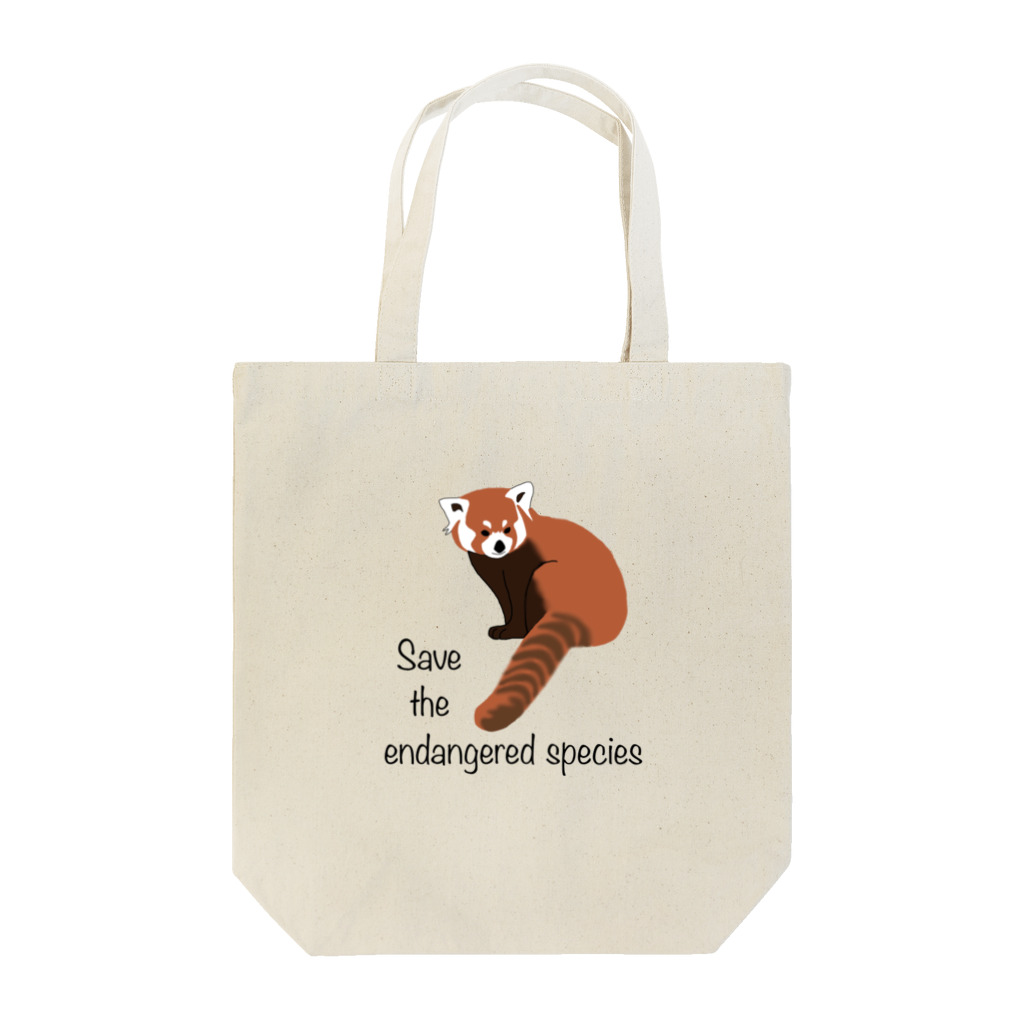 mayon's animal shopのレッサーパンダ 絶滅危惧種を守ろう Tote Bag