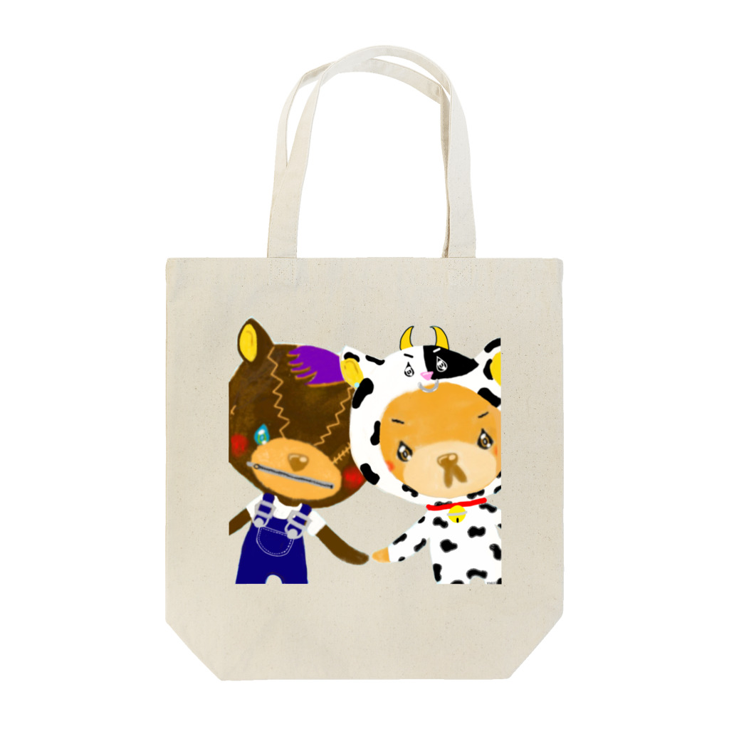 くまのマーク&マクセニのくまのマーク&マクセニ 牛バージョン Tote Bag