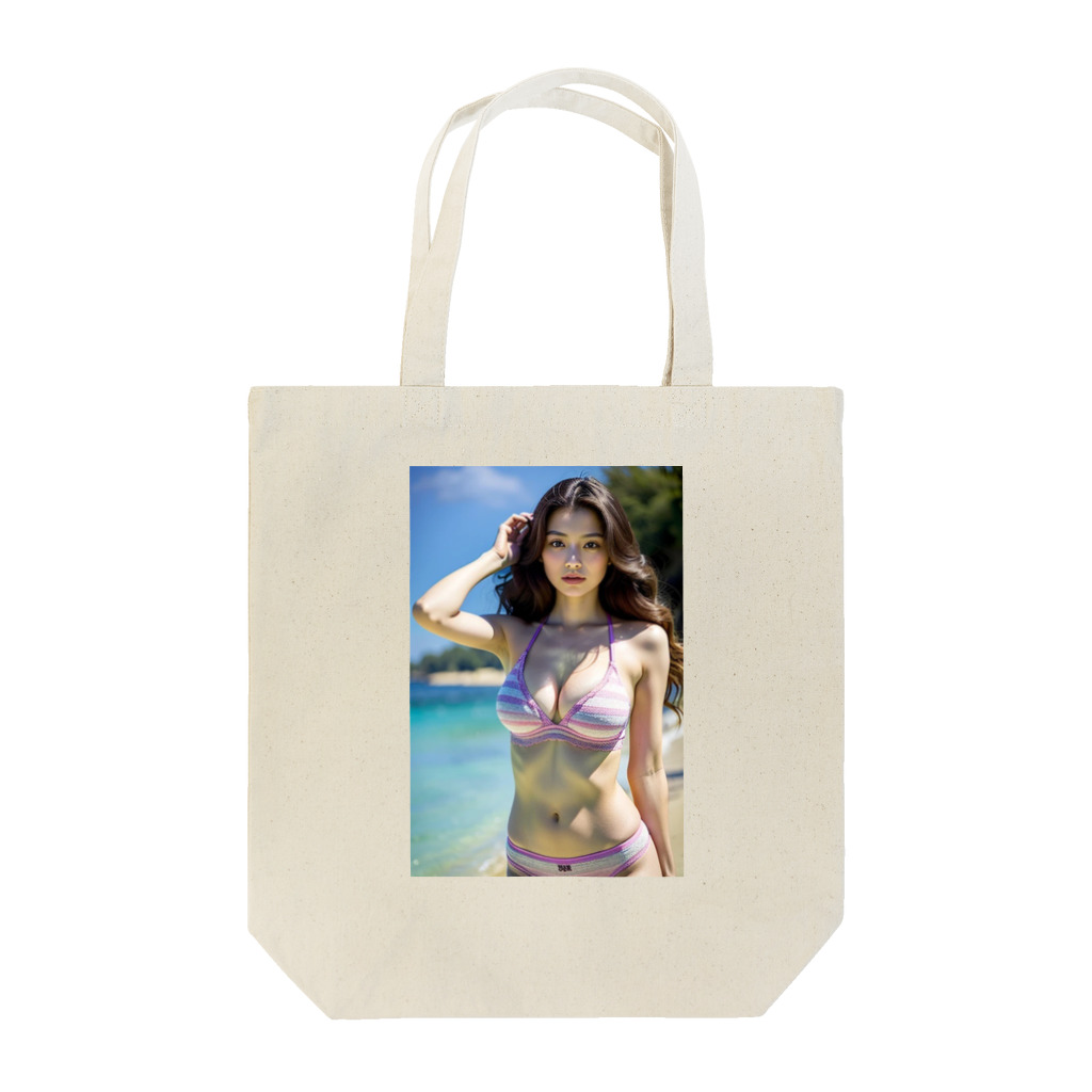 AI美女大好きクラブの「海辺の恋模様: AI美女のビーチウェア・ファンタジー」vol251 トートバッグ
