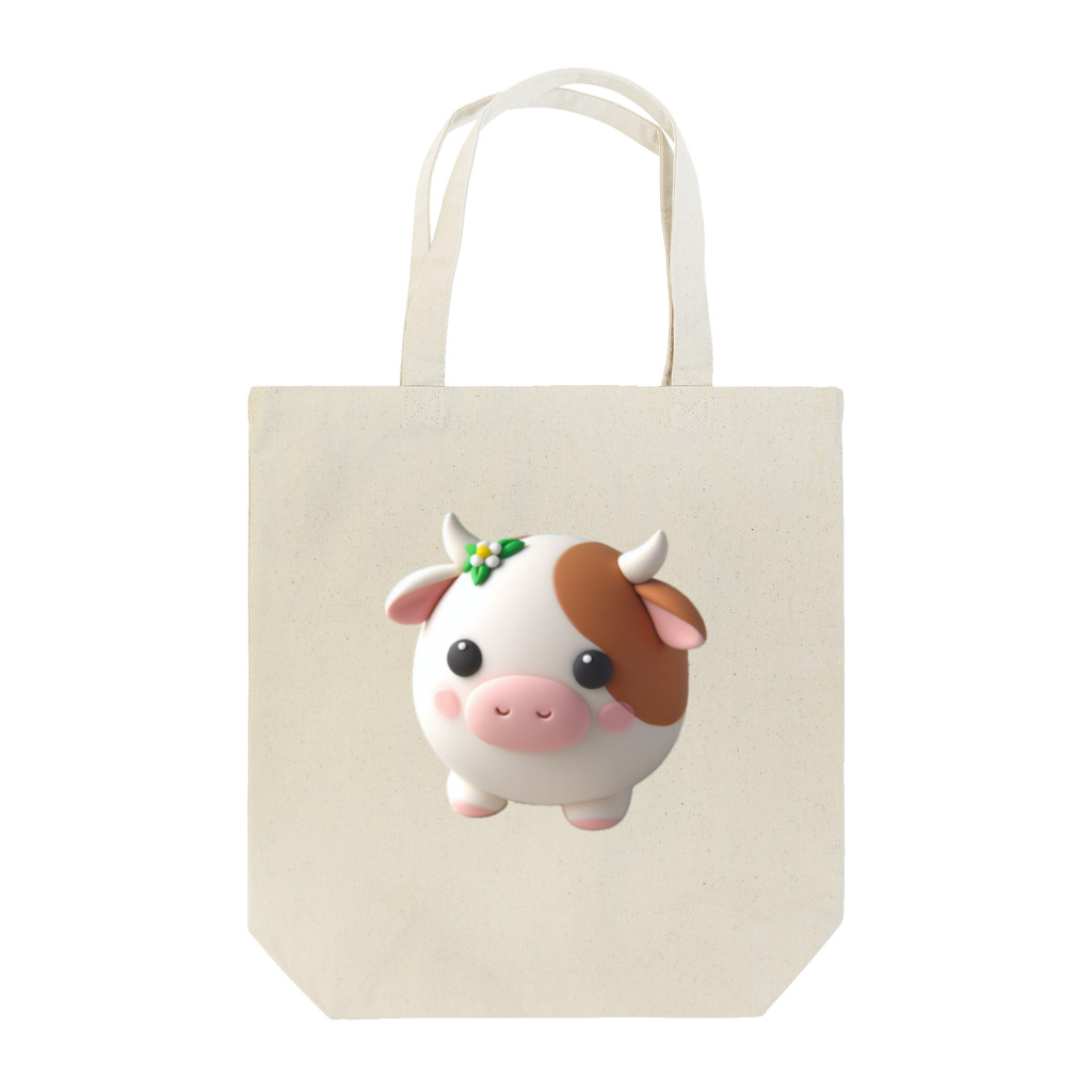 終わらない夢🌈の可愛い💕まんまる◯シリーズ✨　牛🐮 Tote Bag