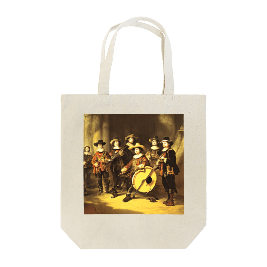 different colors のレンブラントが音楽バンドを描いたら Tote Bag