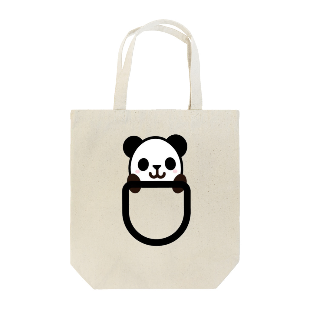 えいこせんせいの「にこにこパンダ」のくっきりポケットにこにこパンダ Tote Bag