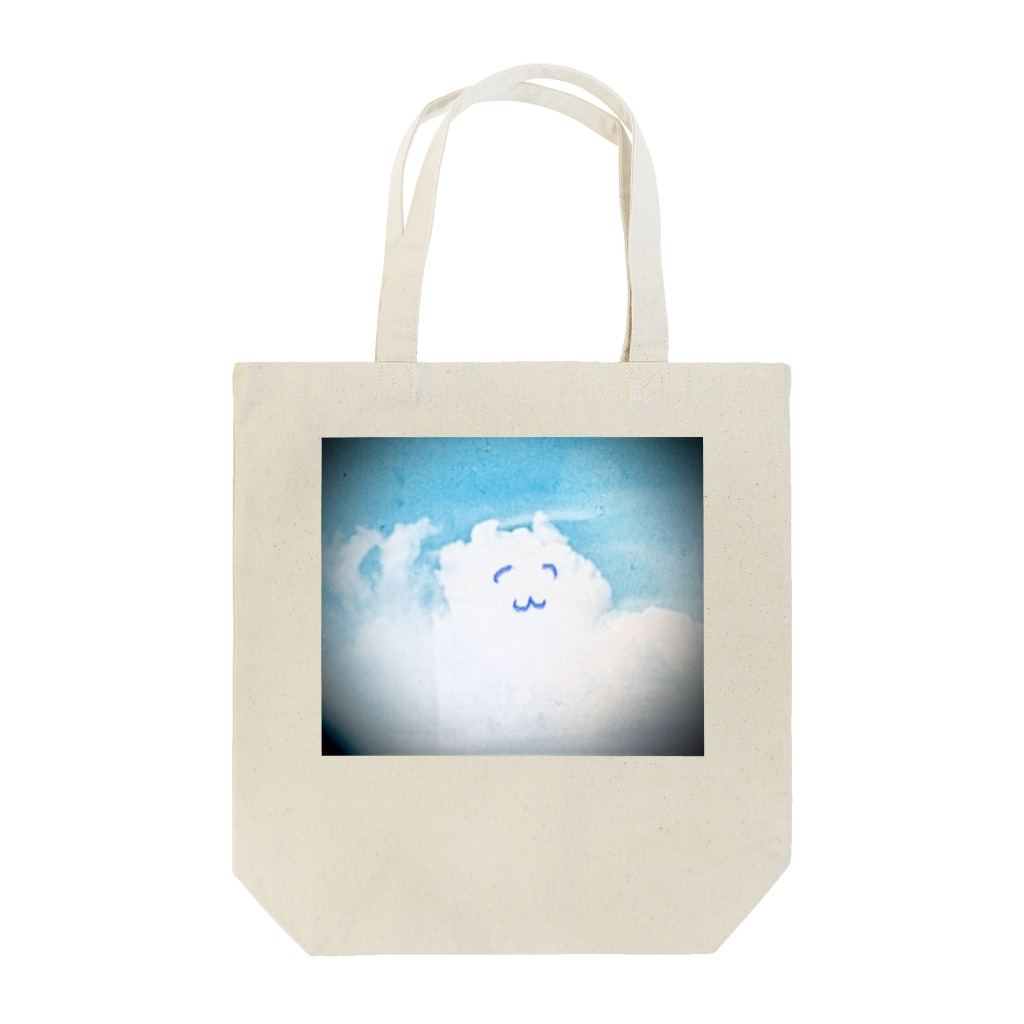 Famille de baleines(ファミールデバレーヌ)のピースしてる猫雲(にっこり) Tote Bag