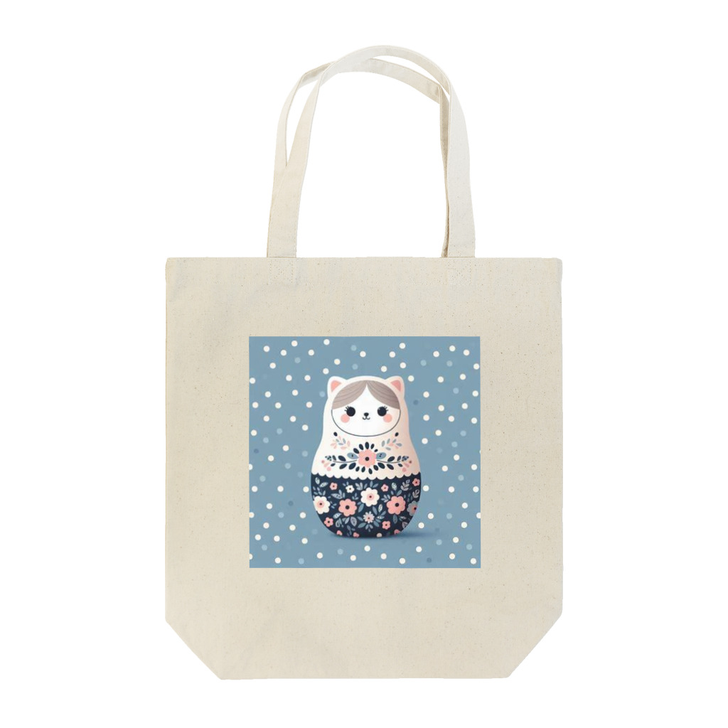 可愛い動物マトリョーシカの猫のマトリョーシカ（薄い紺色） Tote Bag