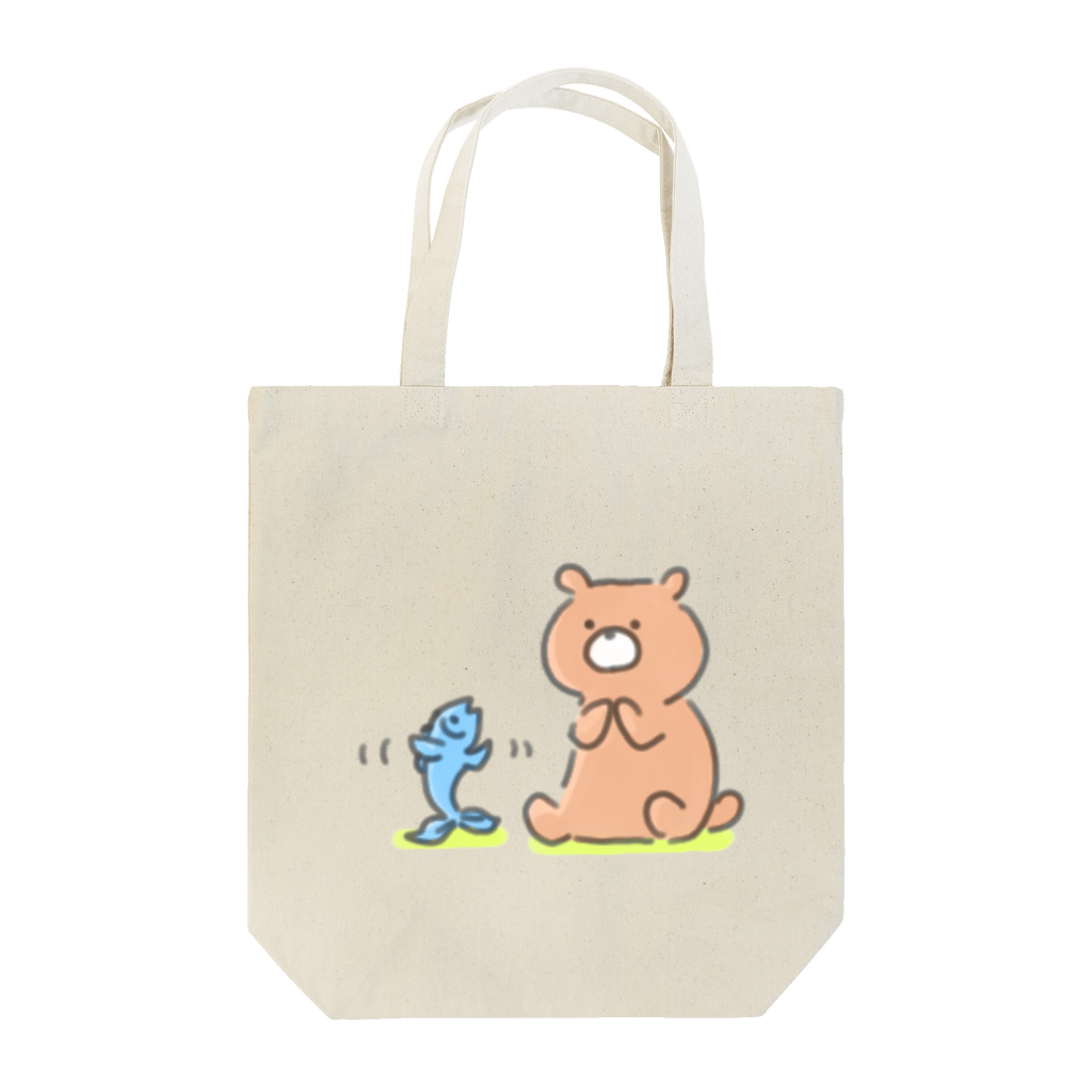 Jumpin‘ bunny!の踊るサカナを見守るクマくん Tote Bag