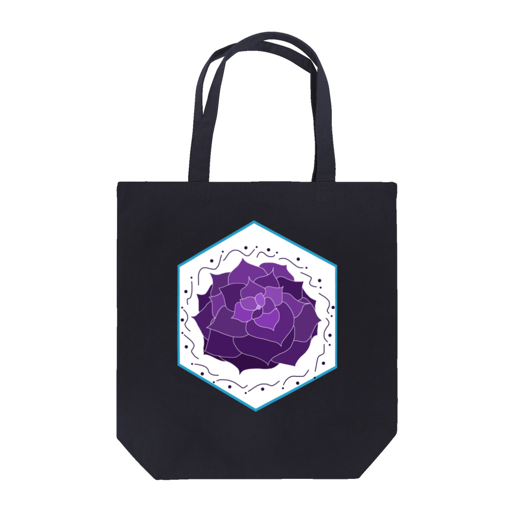 Sea of Grassの紫の花（と枠の柄） トートバッグ