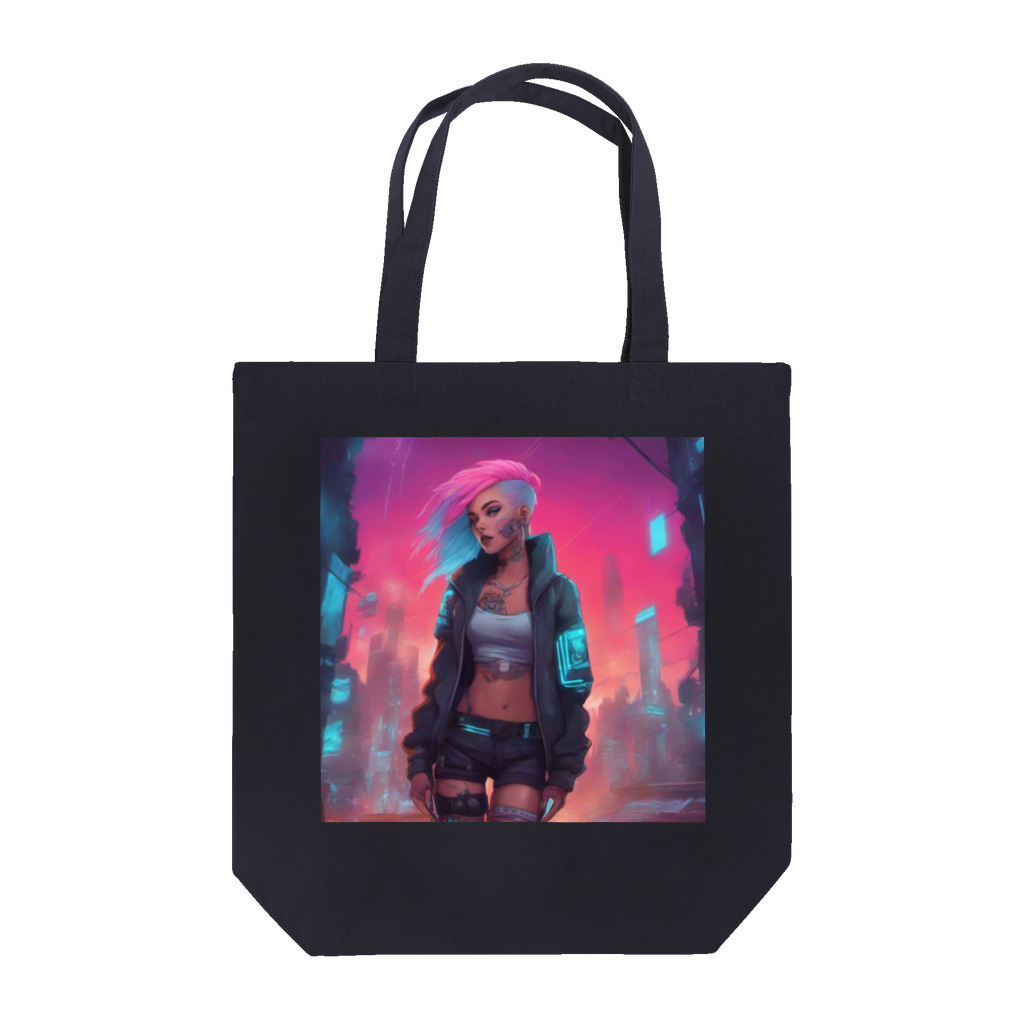 スチームパンクなお店やサンのサイバーパンクな少女　ルーシャ Tote Bag