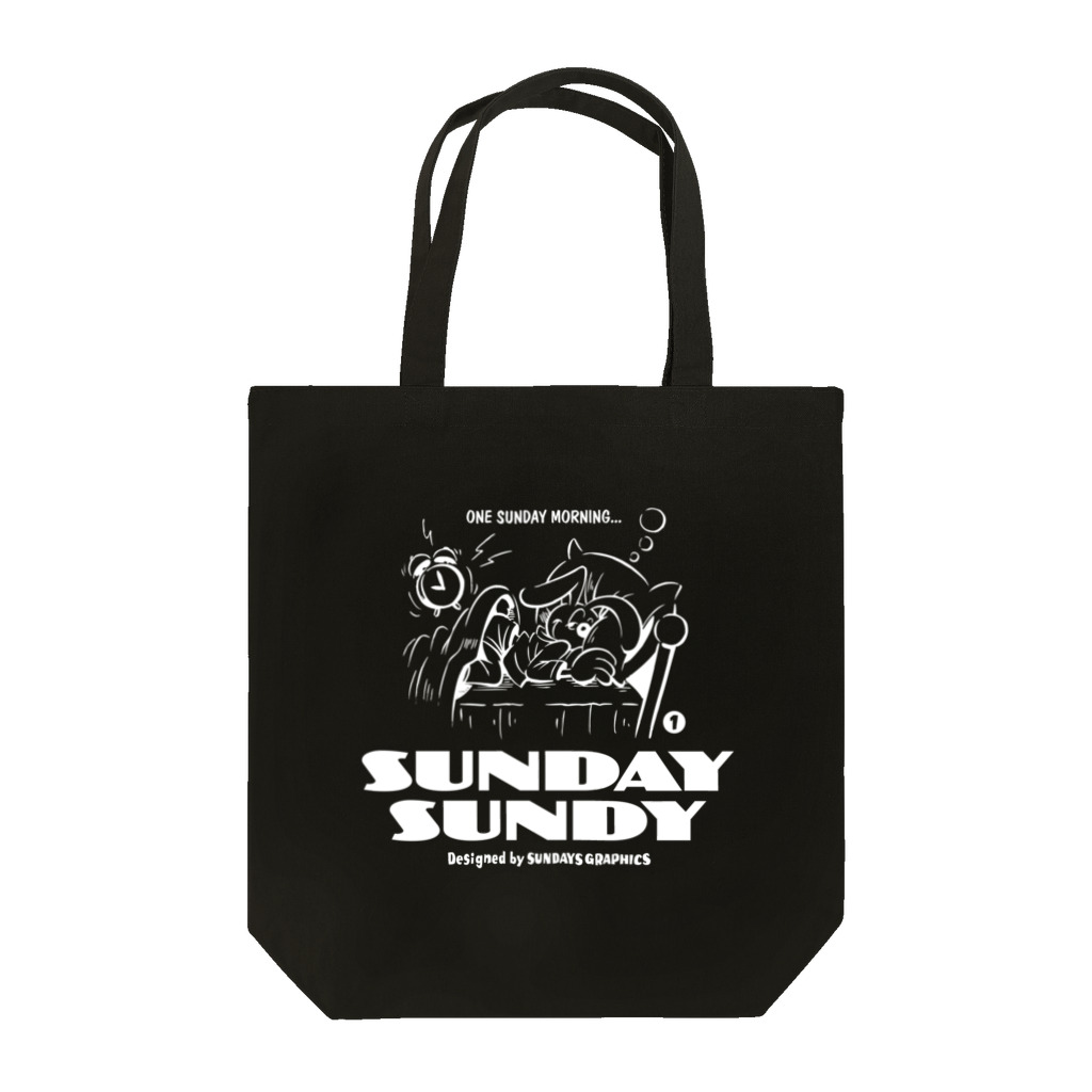 SUNDAYS GRAPHICSのSUNDAY SUNDY No.1 (白ロゴ） トートバッグ