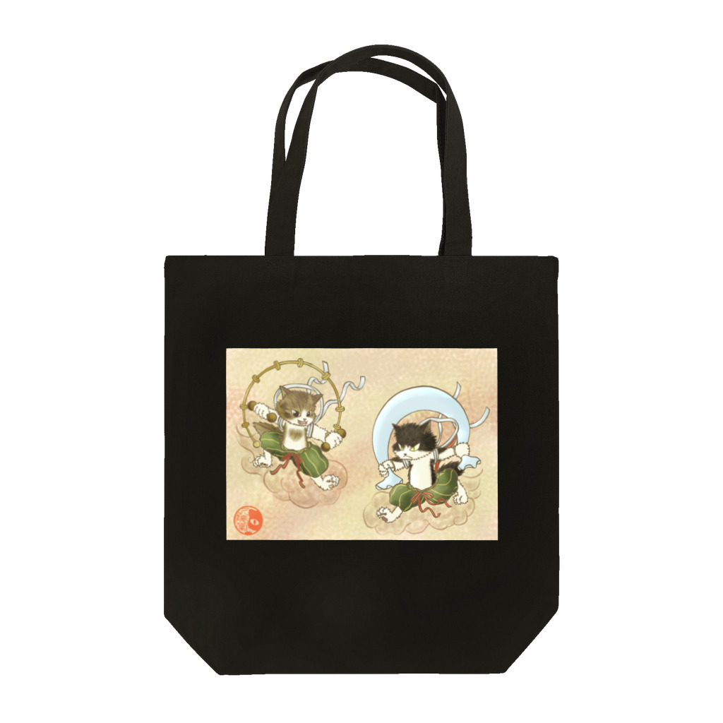 ねこや久鶻堂の風猫雷猫図屏風 Tote Bag