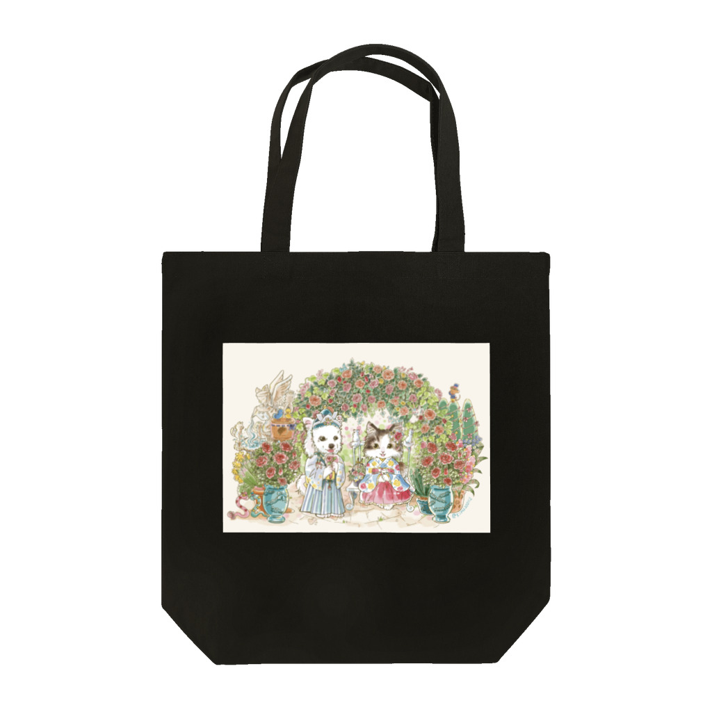 猫のきぬくんのお店のしらたまくんとみーにゃん　ローズガーデンツアー Tote Bag