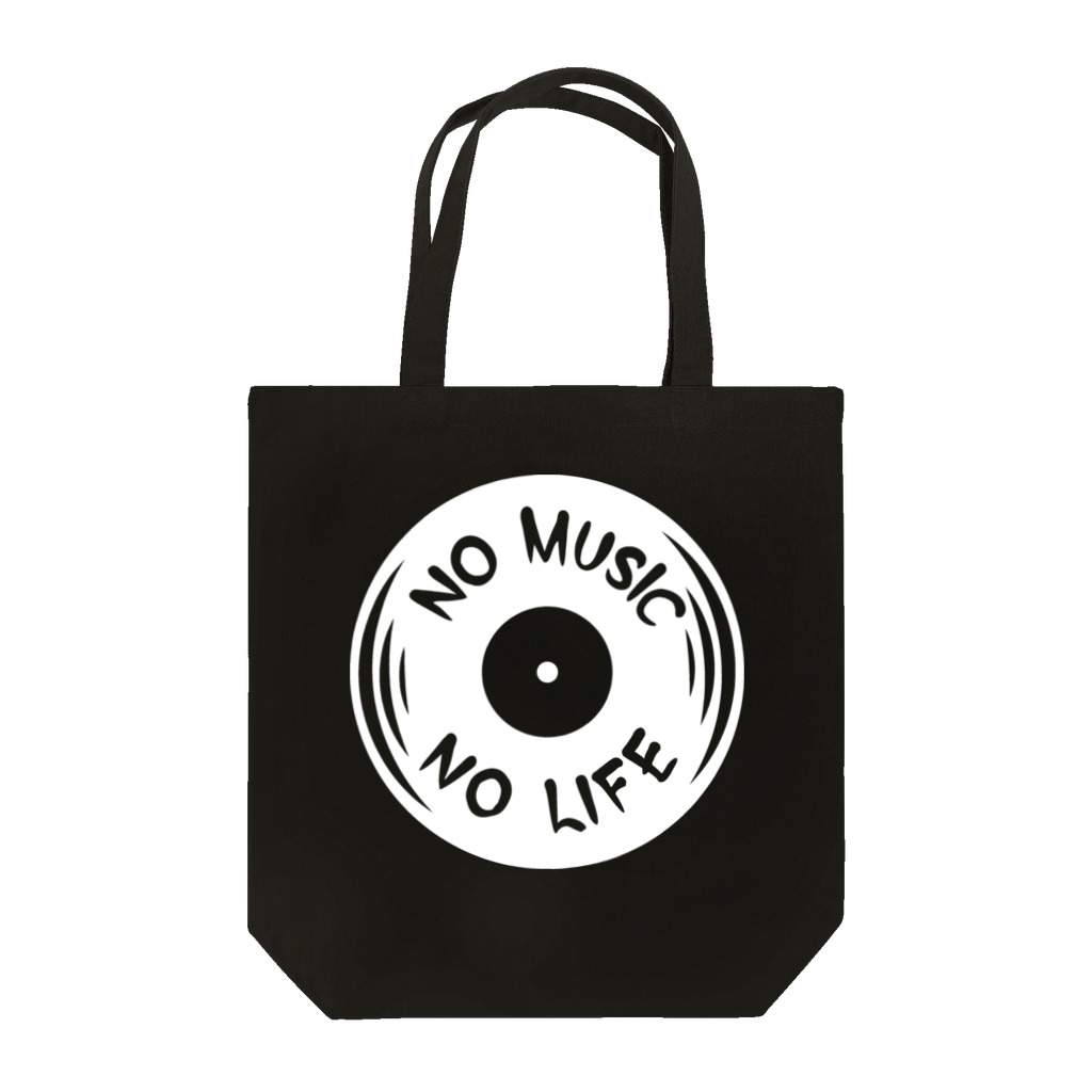 QUQU_WORKSのノーミュージックノーライフ レコード盤デザイン ホワイト トートバッグ