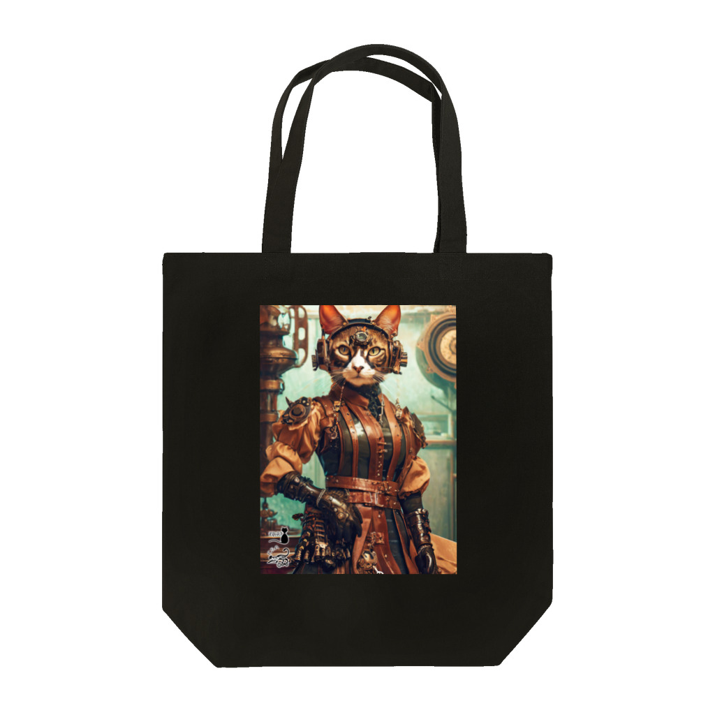 NyaoTokyoの王立図書館司書 兼 探検家助手「ラベンナ」猫 スチームパンク トートバッグ