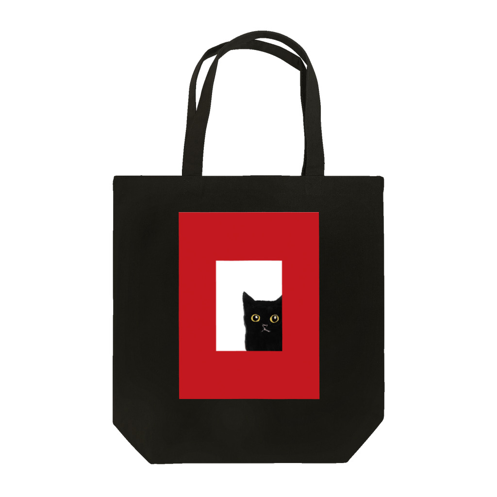 WAMI ARTの赤い窓と黒猫 トートバッグ
