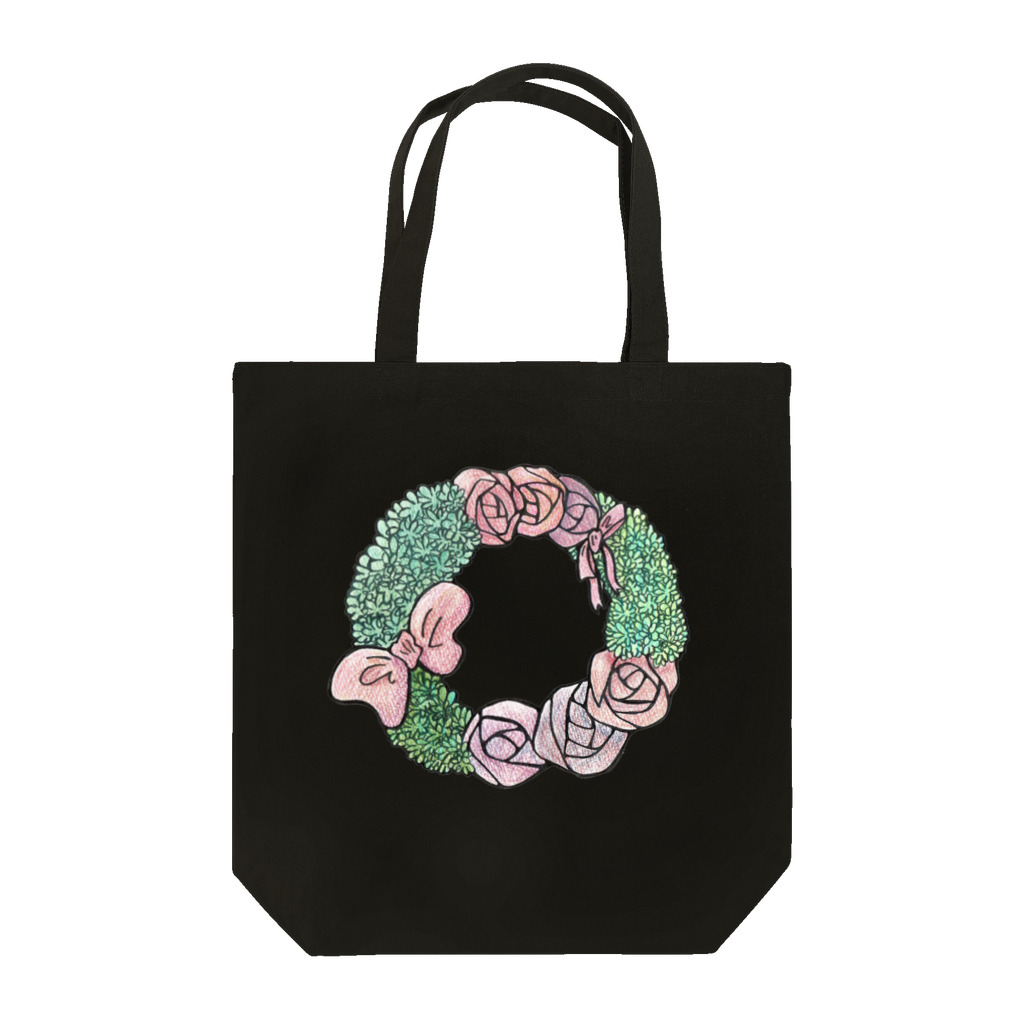 oiabuemoのリボンと薔薇のリース Tote Bag