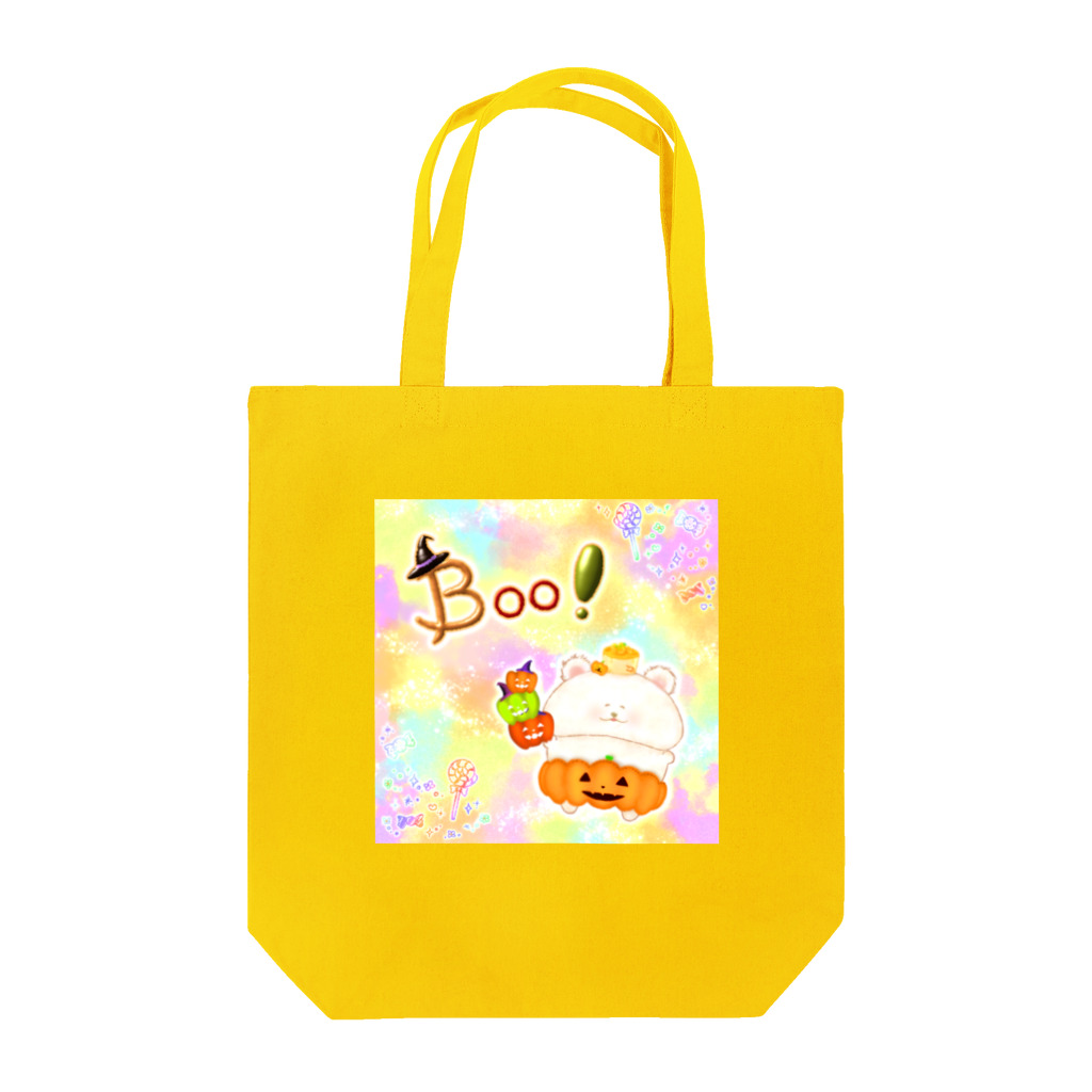 どるちぇ＊うさぎの《ハロウィン》06＊かぼちゃパンツのしろくま＊パステル背景ver. Tote Bag