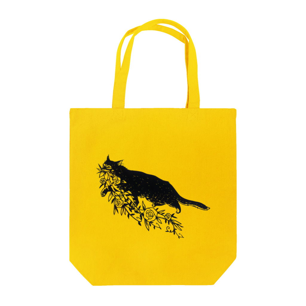 切り絵草太の花咥え猫 Tote Bag