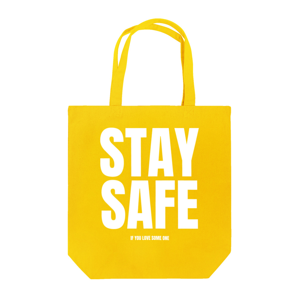 STAY SAFE IF YOU LOVE SOME ONEのSTAY SAFE IF YOU LOVE SOME ONE / ホワイトプリント フロント トートバッグ