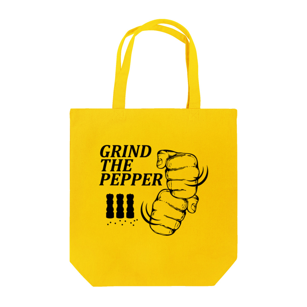 オノマトピアのペッパーミル・パフォーマンス（GRIND THE PEPPER）文字黒 トートバッグ