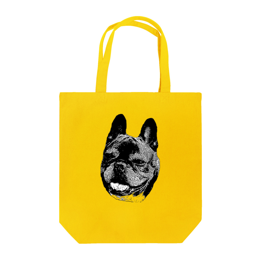 愛犬のドッグフード代を稼ぐTシャツ屋さんのにっこり犬マメ(モノトーン) Tote Bag