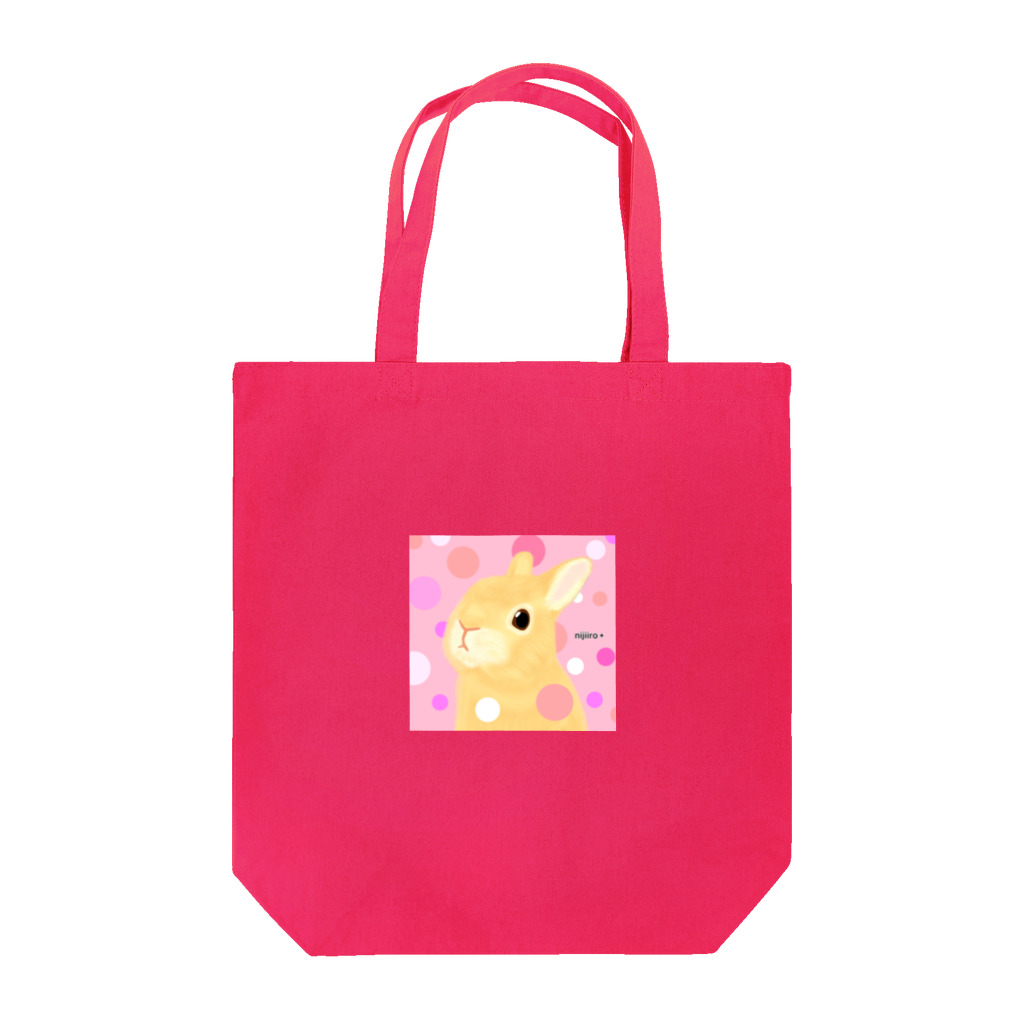 虹色PLUSのキュートな水玉うさぎちゃん Tote Bag