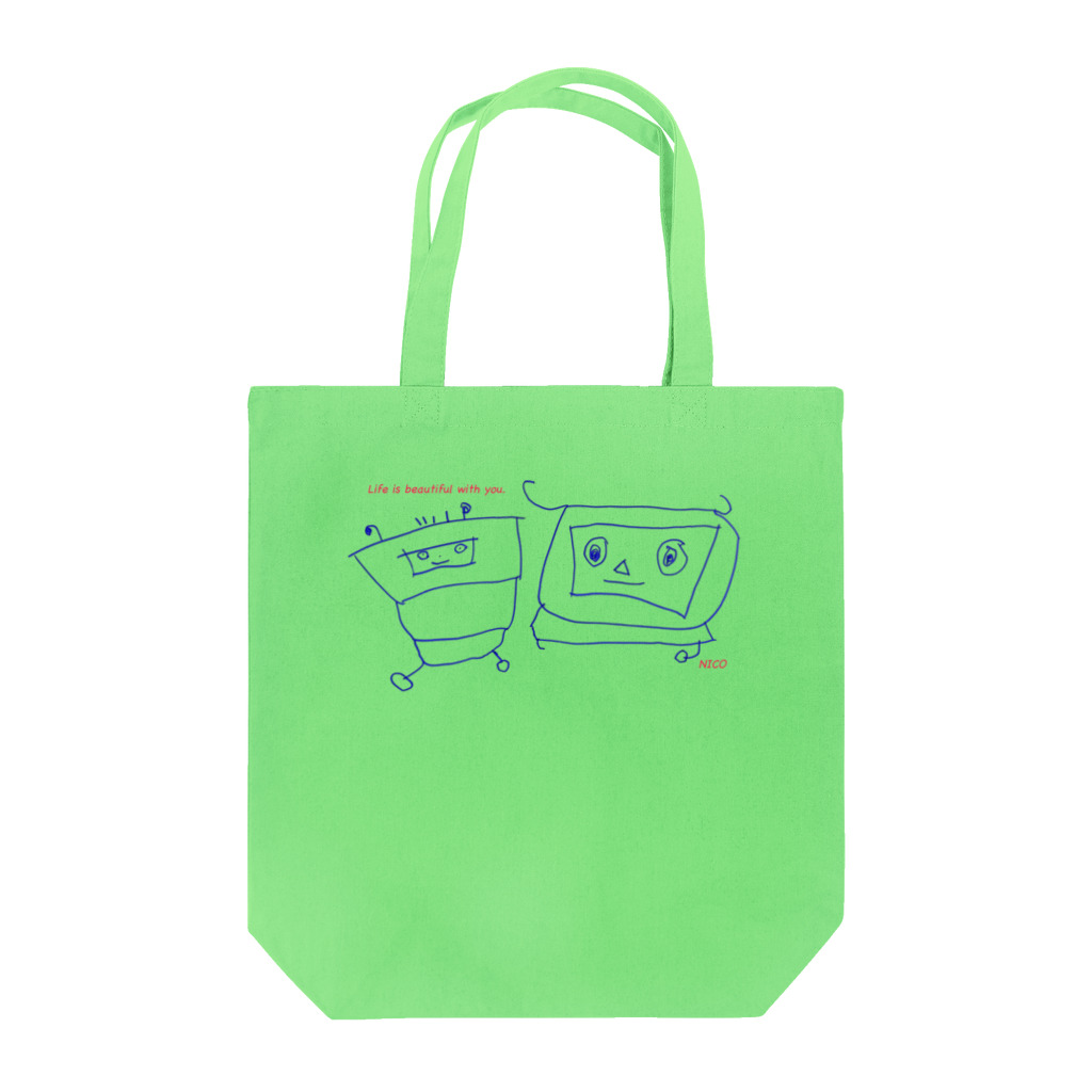 ダウン症のあるニコ（７歳）のさくひんのニコロボフレンズ Tote Bag