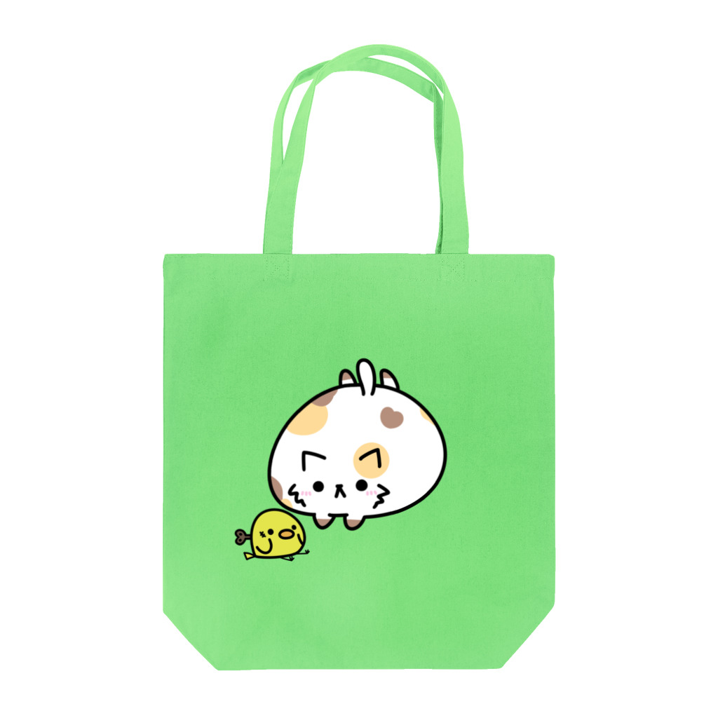 Short Catのたっぷんねことねじ巻鳥 Tote Bag