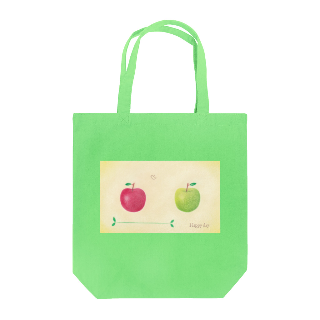 yukibo-zuの赤りんごと青りんご トートバッグ