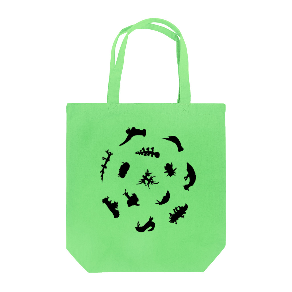 ｳﾐｳｼｬ-のウミウシルエット（ブラック＆グリーン） Tote Bag