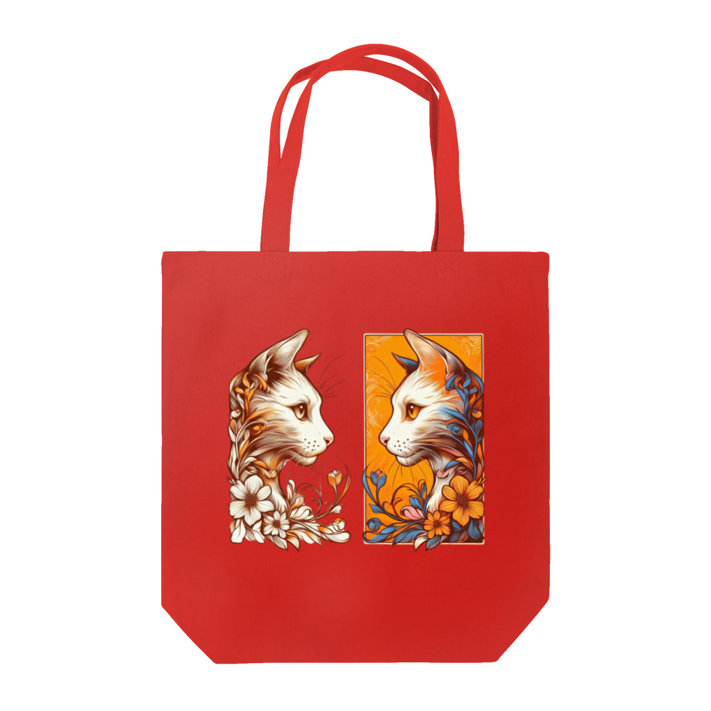 猫の世界のアールヌーボーな双子猫 Tote Bag