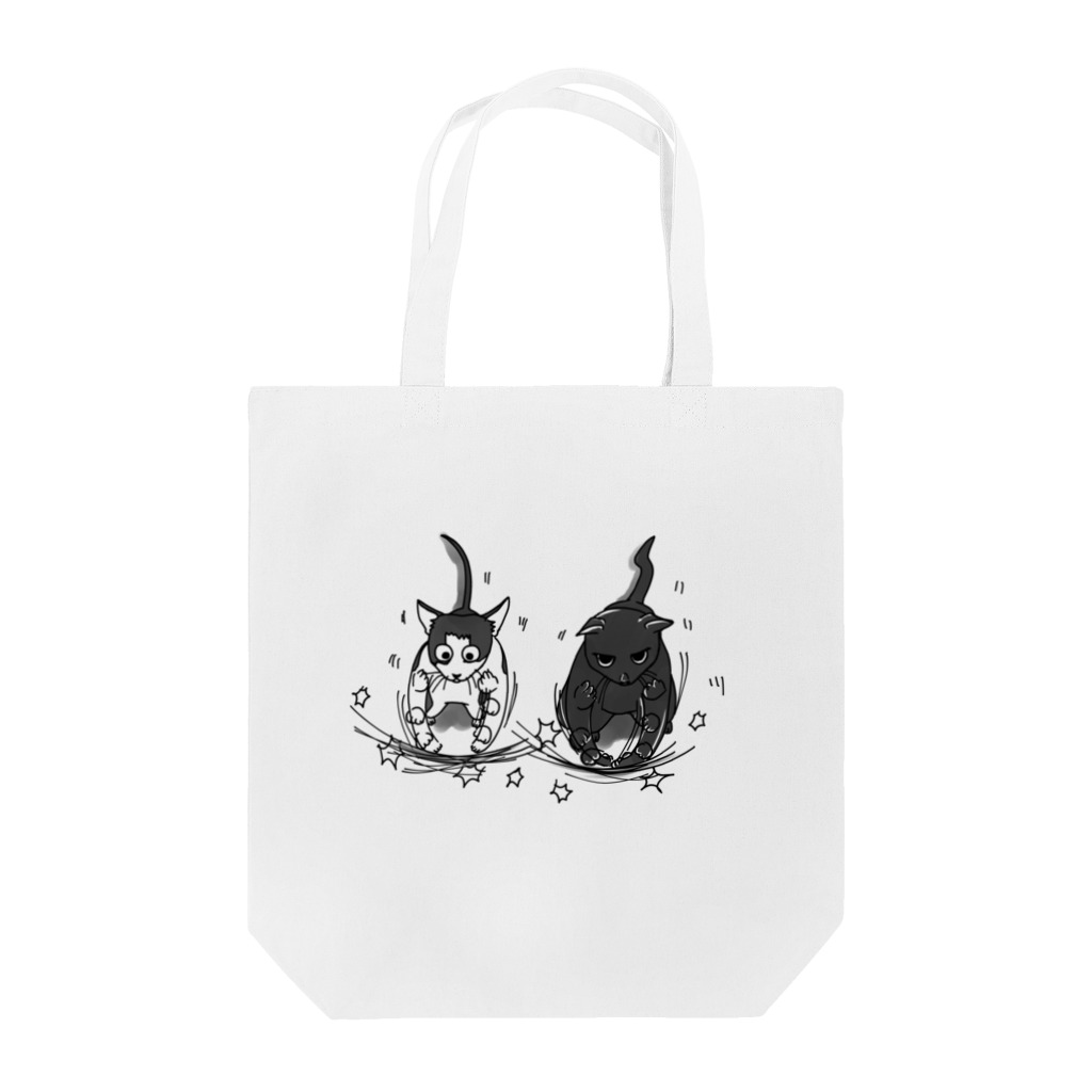 黒白黒猫屋の断食太鼓猫トート Tote Bag