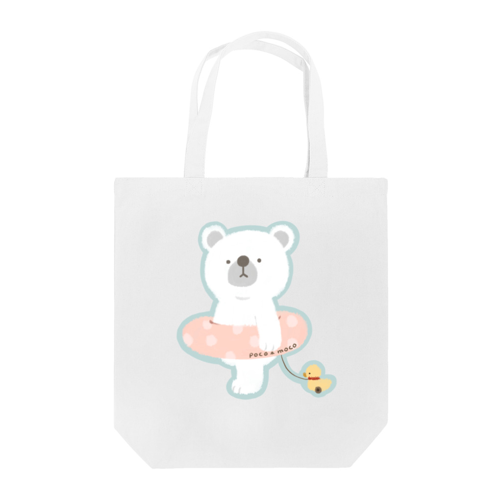 ぽこもこのお店のまるいシロクマくんとアヒルちゃん Tote Bag