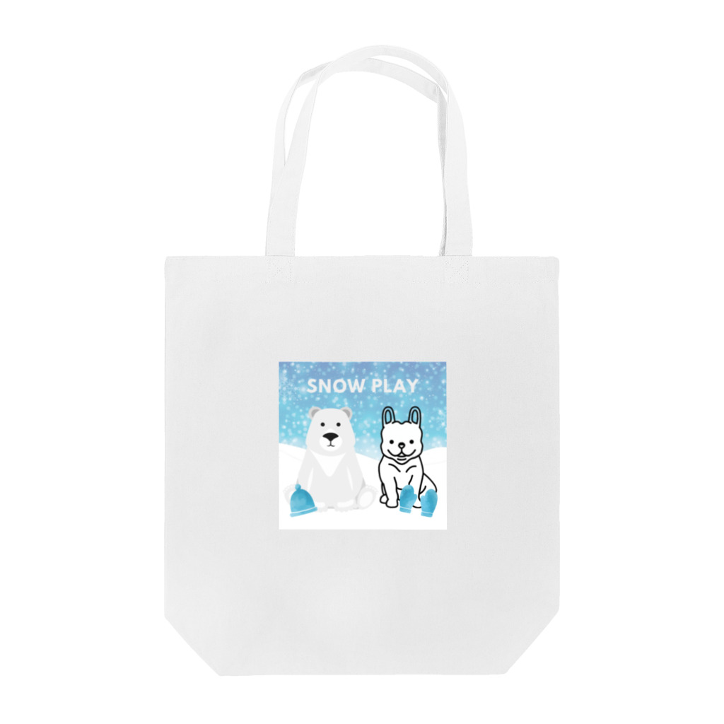 FRENCHIEのしろくまと雪遊びを楽しむフレブル🧤 Tote Bag