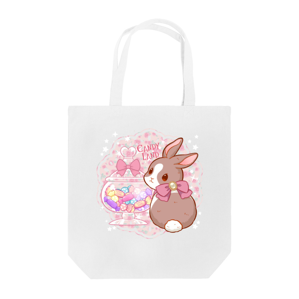 あずみのキャンディランドのキャンディポットとうさちゃん【花柄】 Tote Bag