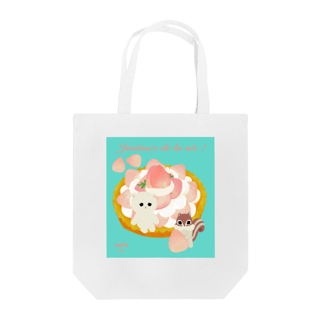 ペルシャ猫のモフの白いちごタルト Tote Bag