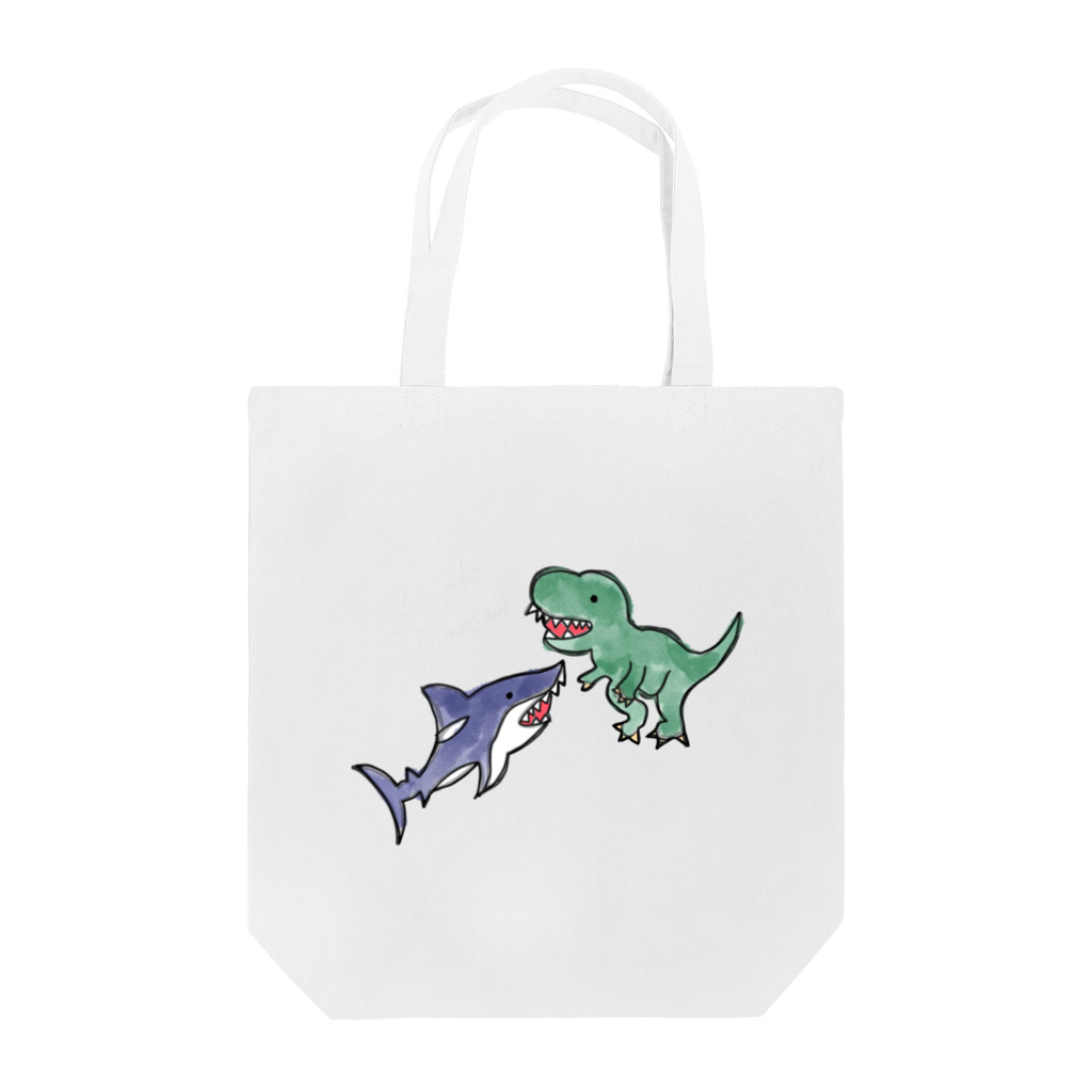 サメと恐竜展のサメVS恐竜(ロゴなし) トートバッグ