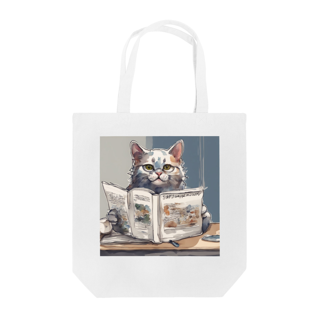 ローズの雑誌を読む猫 Tote Bag