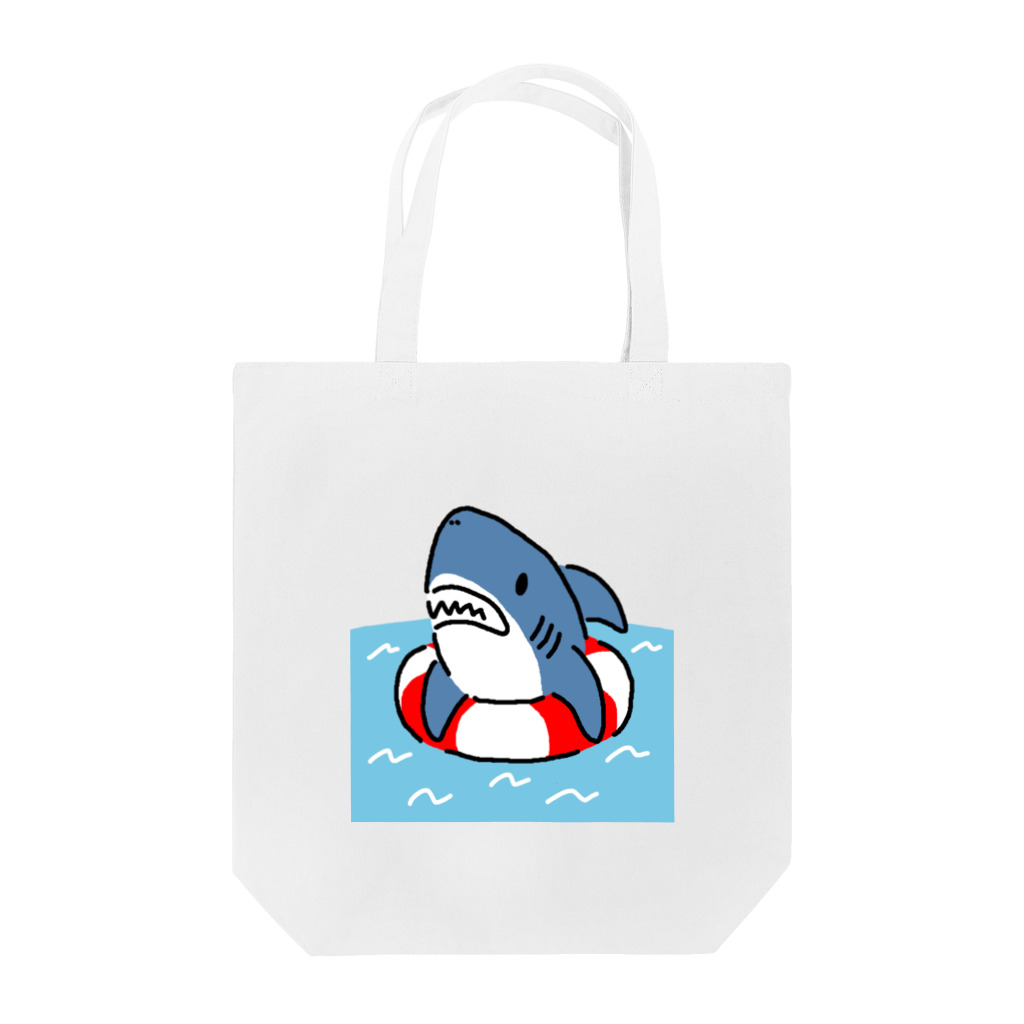 サメ わりとおもいのうきわでうかぶサメ Tote Bag