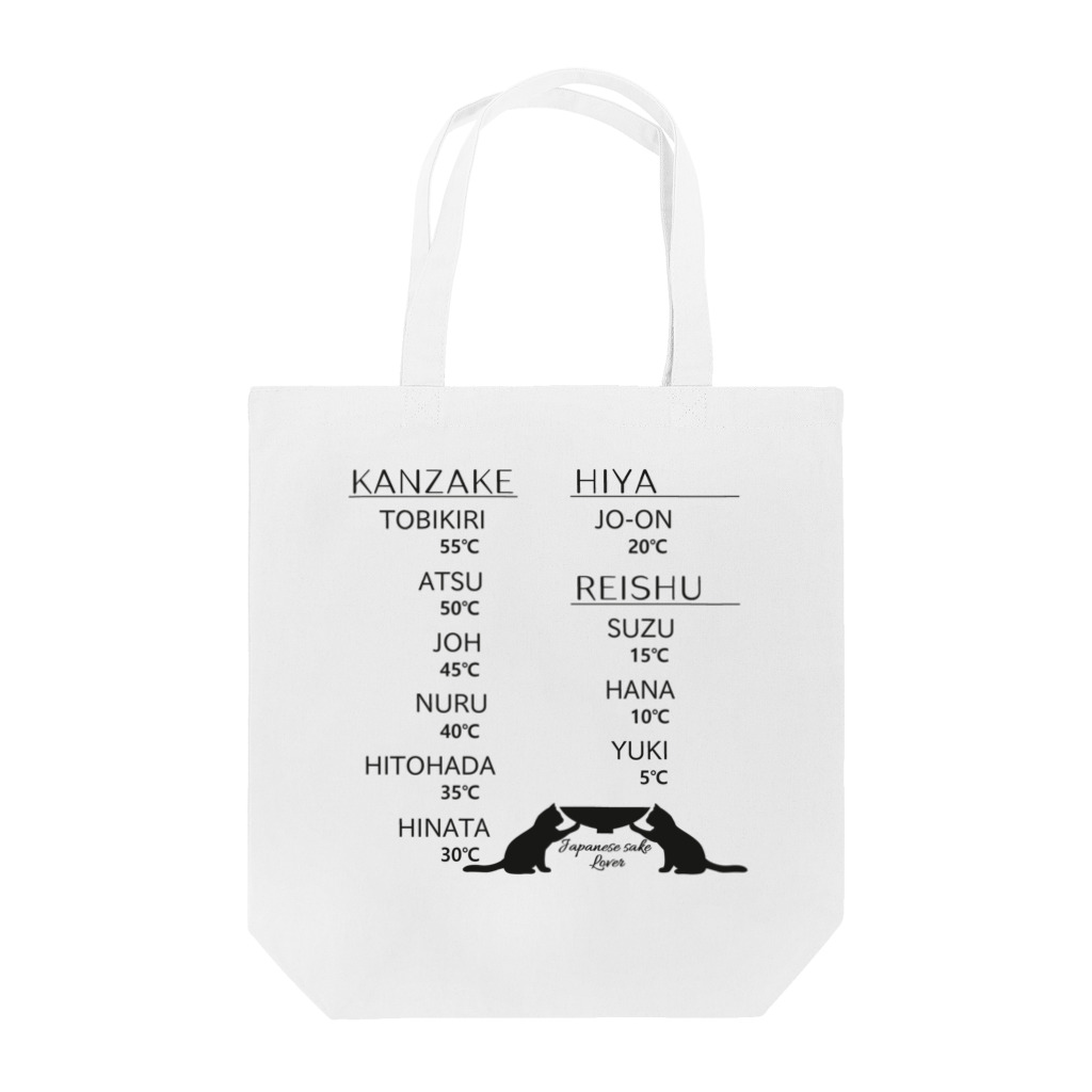 ヒロシオーバーダイブの日本酒チャート・黒猫ver（温度と呼び名） Tote Bag