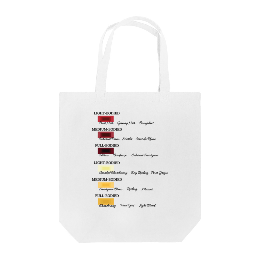 ヒロシオーバーダイブのワイン好きのためのカラーチャート＆品種 トートバッグ