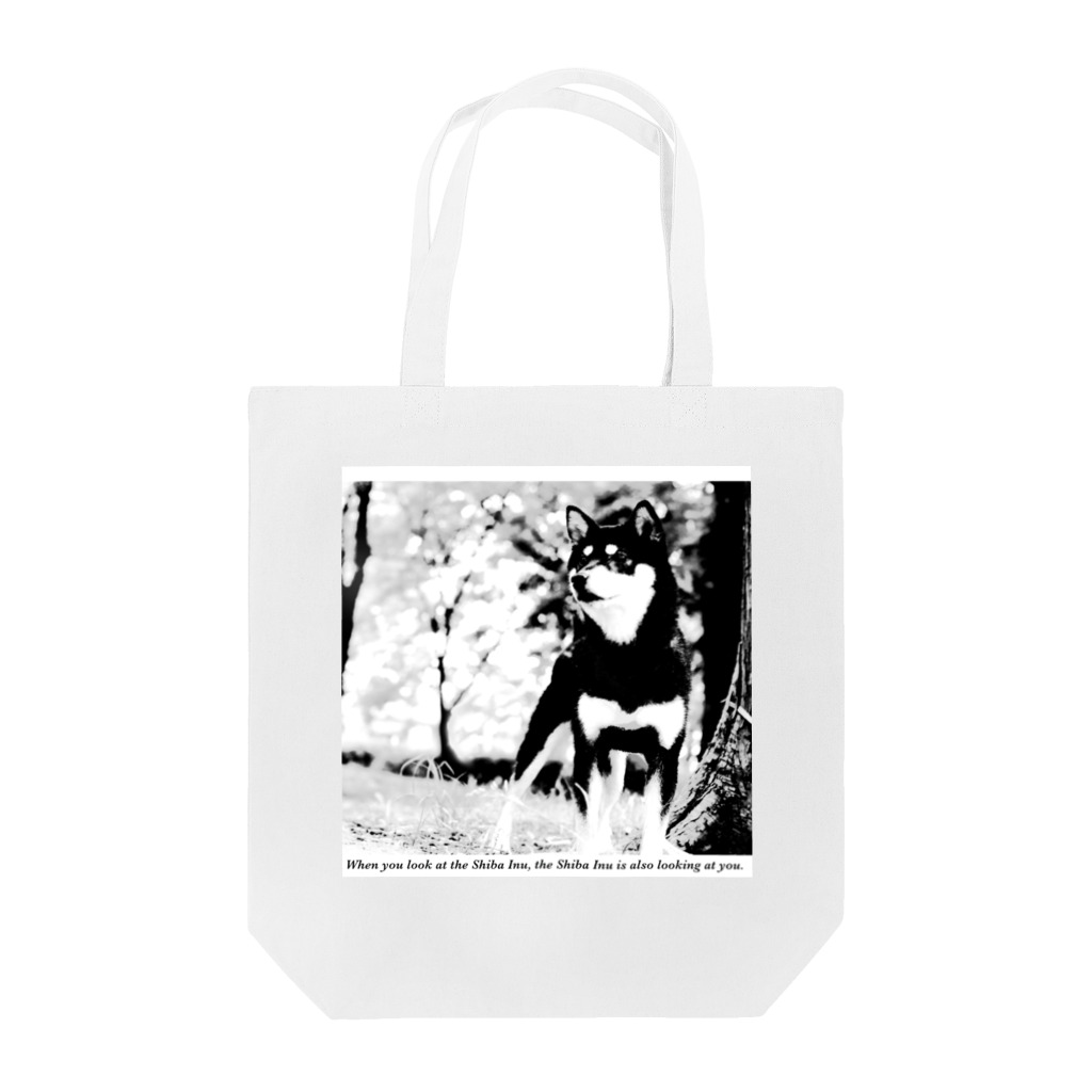 武蔵照陽荘のmonochrome Shiba Inu Tote Bag