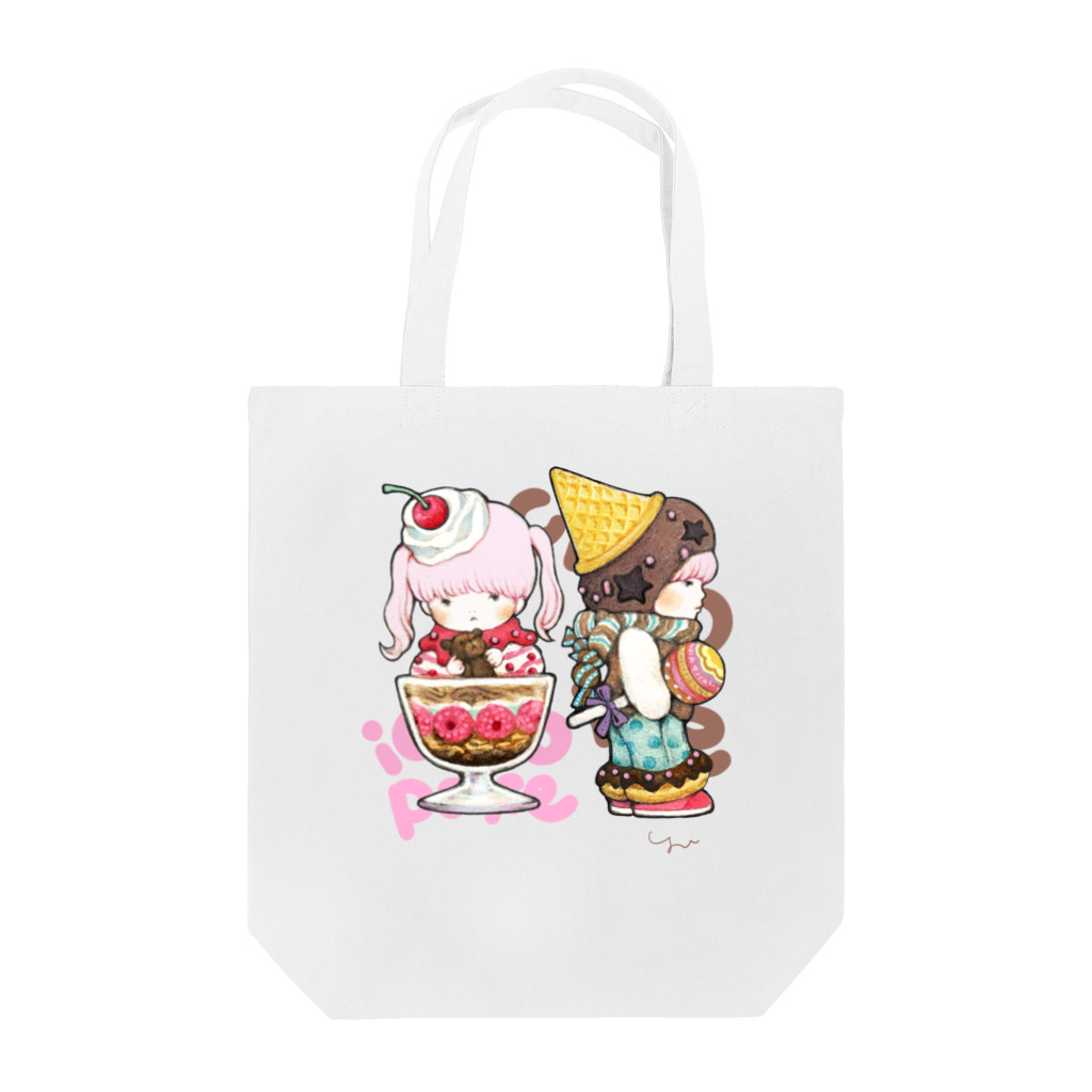 山田雨月shopのいちごパフェちゃんチョコアイスくん Tote Bag