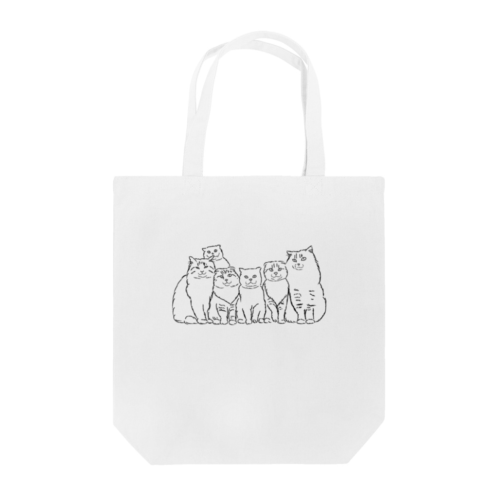 小鳥と映画館の仲良し6キャット　線画 Tote Bag