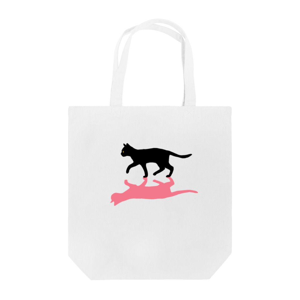 小鳥と映画館の黒猫と影　ピンク Tote Bag